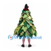 Christmas Tree Mascot Costume with Layered Green Leaves and Striped Legs