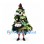 Christmas Tree Mascot Costume with Layered Green Leaves and Striped Legs