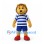 Lion Mascot Costume with Blue Striped Shirt and Red Shoes