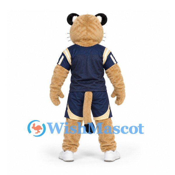 Cougar Mascot Costume with Navy Sports Shirt and Shorts