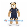 Cougar Mascot Costume with Navy Sports Shirt and Shorts