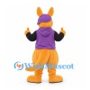 Kangaroo Mascot Costume with Purple Cap and Hooded Vest