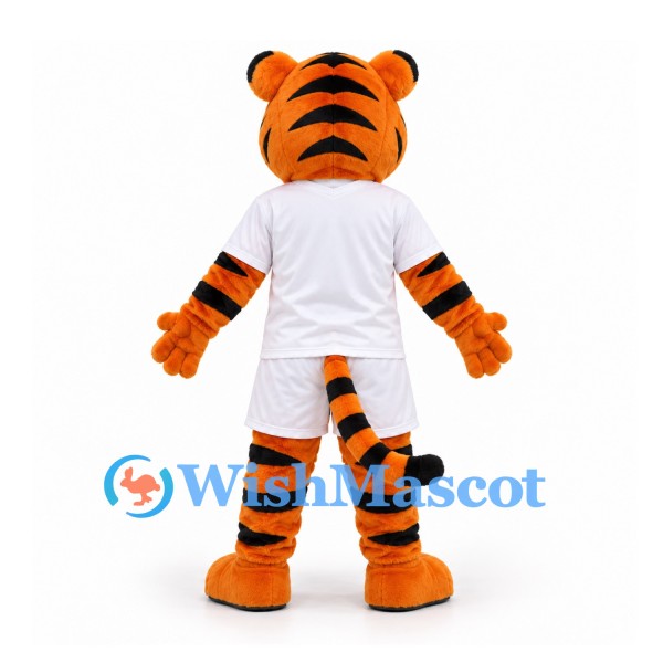 Tiger Mascot Costume with White Sports Shirt and Shorts