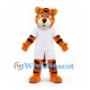 Tiger Mascot Costume with White Sports Shirt and Shorts