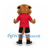 Wildcat Mascot Costume in Brown with Red Sports Shirt