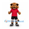Wildcat Mascot Costume in Brown with Red Sports Shirt