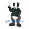 Badger Mascot Costume in Gray with Dark Green Shirt