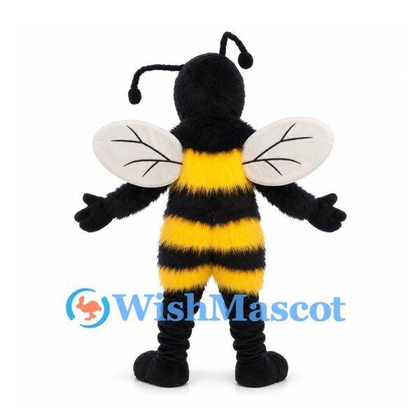 Bee Mascot Costume with Black and Yellow Stripes and White Wings