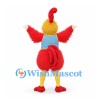 Rooster Mascot Costume in Red and Yellow with Blue Vest