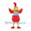 Rooster Mascot Costume in Red and Yellow with Blue Vest