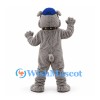 Bulldog Mascot Costume in Gray with Blue Cap and Studded Collar
