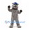 Bulldog Mascot Costume in Gray with Blue Cap and Studded Collar