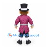 Gentleman Mascot Costume with Black Top Hat and Burgundy Tailcoat