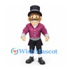 Gentleman Mascot Costume with Black Top Hat and Burgundy Tailcoat