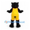 Black Bear Mascot Costume with Yellow Muzzle and Basketball Uniform