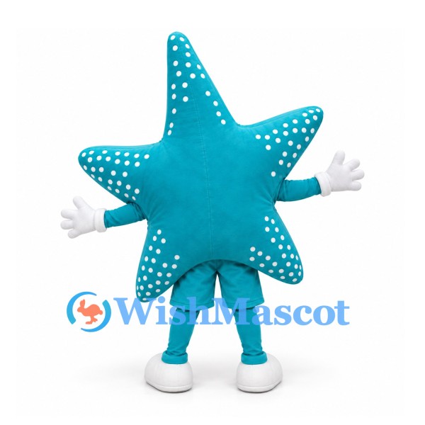 Starfish Mascot Costume in Teal with White Spots