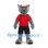 Wolf Mascot Costume in Gray with Red Shirt and Baseball Cap