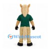 Horse Mascot Costume in Tan with Green Shirt and Beige Pants