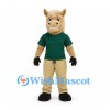 Horse Mascot Costume in Tan with Green Shirt and Beige Pants