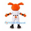 Rabbit Mascot Costume in Orange with White Baseball Uniform