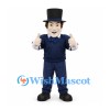 Gentleman Mascot Costume with Black Top Hat and Navy Sports Outfit