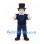 Gentleman Mascot Costume with Black Top Hat and Navy Sports Outfit