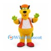 Beaver Mascot Costume in Yellow with Orange Shirt and Green Tail