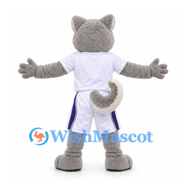 Raccoon Mascot Costume in Gray with White Sports Uniform