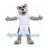 Raccoon Mascot Costume in Gray with White Sports Uniform