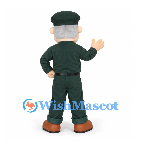 Zookeeper Mascot Costume with Green Uniform and Lime Tie