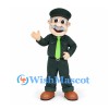 Zookeeper Mascot Costume with Green Uniform and Lime Tie