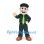 Zookeeper Mascot Costume with Green Uniform and Lime Tie
