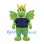 Dragon Mascot Costume in Green with Large Wings and Navy Shirt