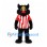 Black Cat Mascot Costume with Red and White Striped Shirt