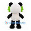 Panda Mascot Costume with Green Ear Accents and Rounded Head