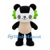 Panda Mascot Costume with Green Ear Accents and Rounded Head