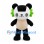 Panda Mascot Costume with Green Ear Accents and Rounded Head
