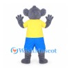 Koala Mascot Costume in Gray with Yellow Shirt and Blue Shorts