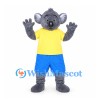Koala Mascot Costume in Gray with Yellow Shirt and Blue Shorts