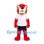 Lion Mascot Costume in Red with Gold Mane and White Sports Shirt