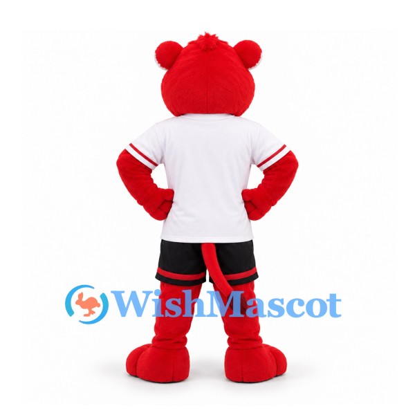 Lioness Mascot Costume in Red with White Sports Shirt