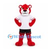 Lioness Mascot Costume in Red with White Sports Shirt