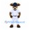 Bull Mascot Costume in Brown with Navy Cap and White Baseball Uniform
