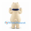 Polar Bear Mascot Costume in Cream with Navy Scarf