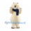Polar Bear Mascot Costume in Cream with Navy Scarf