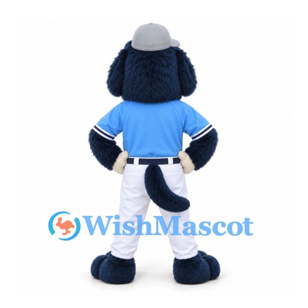 Dog Mascot Costume in Navy Blue with Light Blue Baseball Uniform