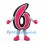 Number Six Mascot Costume in Pink and Black with White Outline