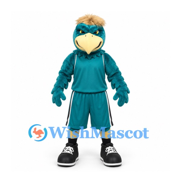 Bird Mascot Costume in Teal with Matching Sports Uniform