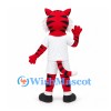 Tiger Mascot Costume in Red with White Sports Uniform
