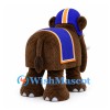 Mammoth Mascot Costume in Brown with Blue Helmet and Saddle Cloth
